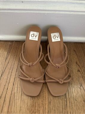 Dolce Vita Blush Tan Knotted Strap Slide Heels